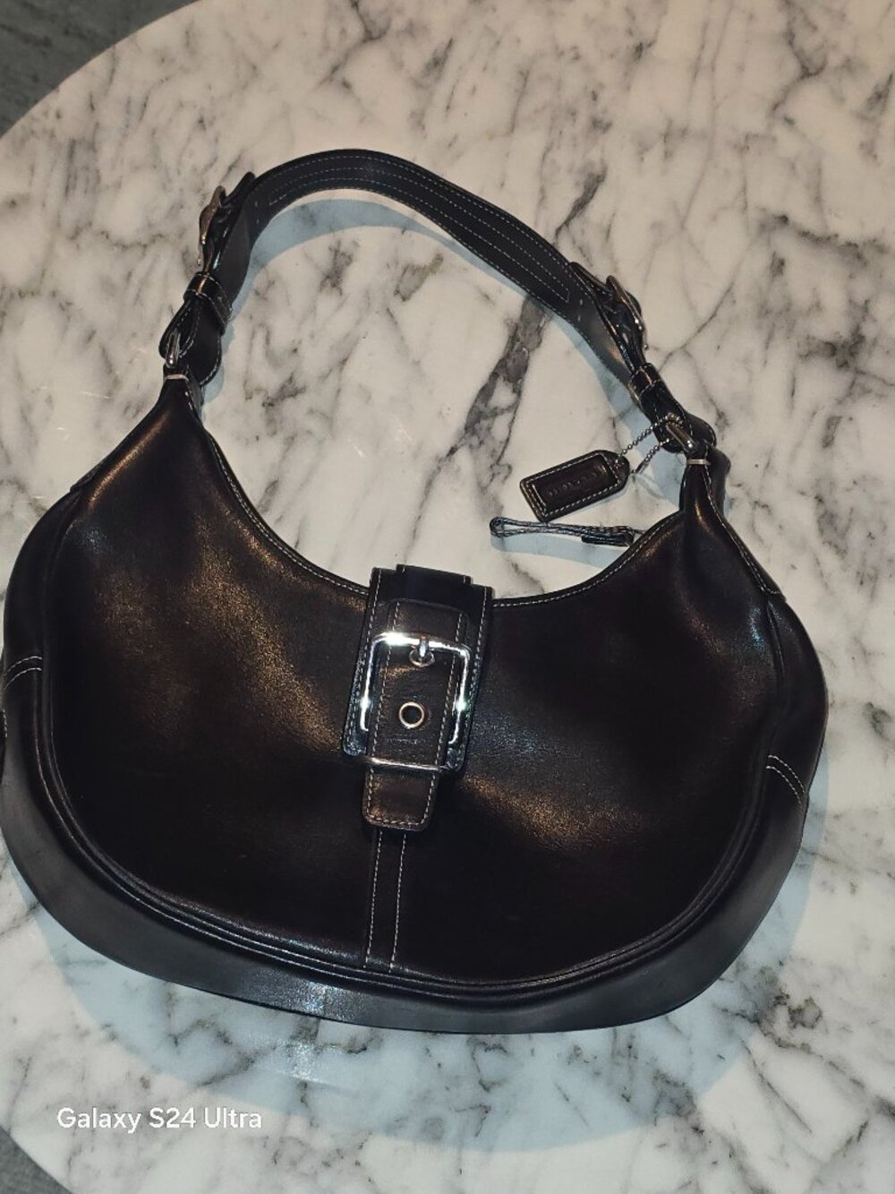 Vintage Y2K  Coach Hamptons leather buckle hobo bag.